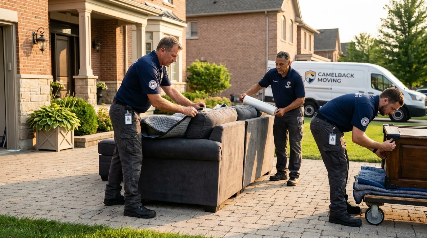 Large estate moving crew wrapping furniture in Telford, PA