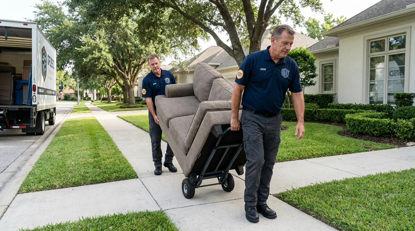 Local residential moving crew loading furniture in Telford, PA